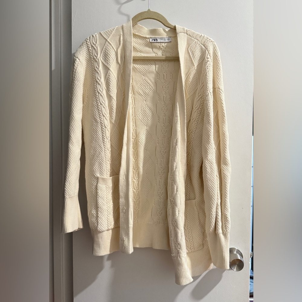 Zara Cream Cable Knit Cardigan